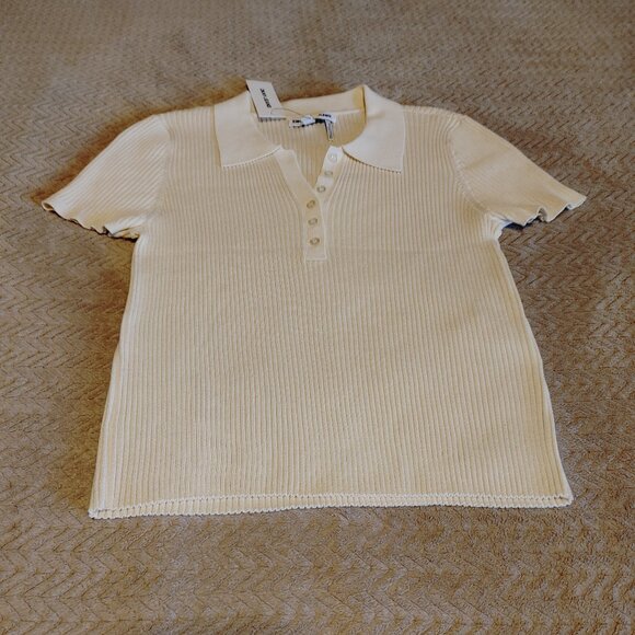 DKNY JEANS Women's short sleeve top, color Eggnog, size XL - Picture 12 of 14